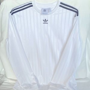 NWOT Adidas Three Stripes White Long Sleeves Crew Neck Men Size Medium